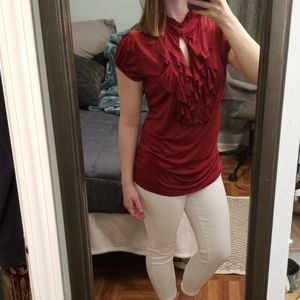 Ruffled red dress shirt